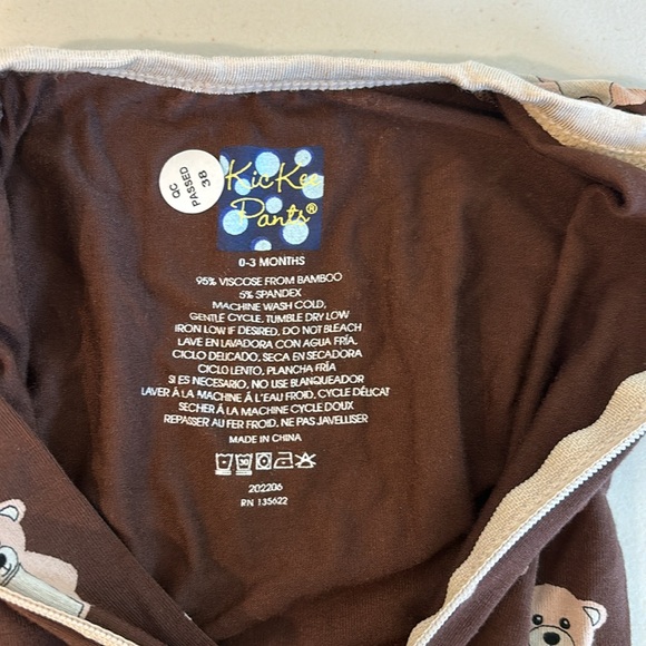 KicKee Pants Layette Print Footie With Zipper 0-3 months Cocoa Teddy bear brown - Picture 4 of 11
